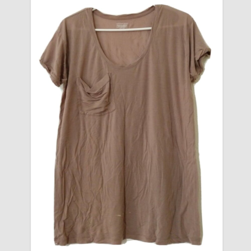 Victoria's Secret Small Tencel Lyocell Dark Beige Short Sleeve Blouse